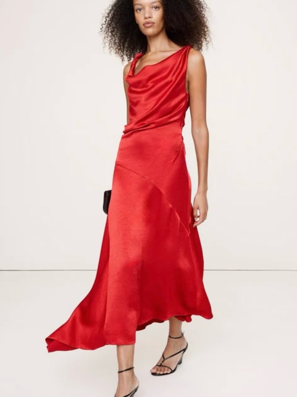 NWT Banana Republic Hammered Satin Twist-Shoulder Dress